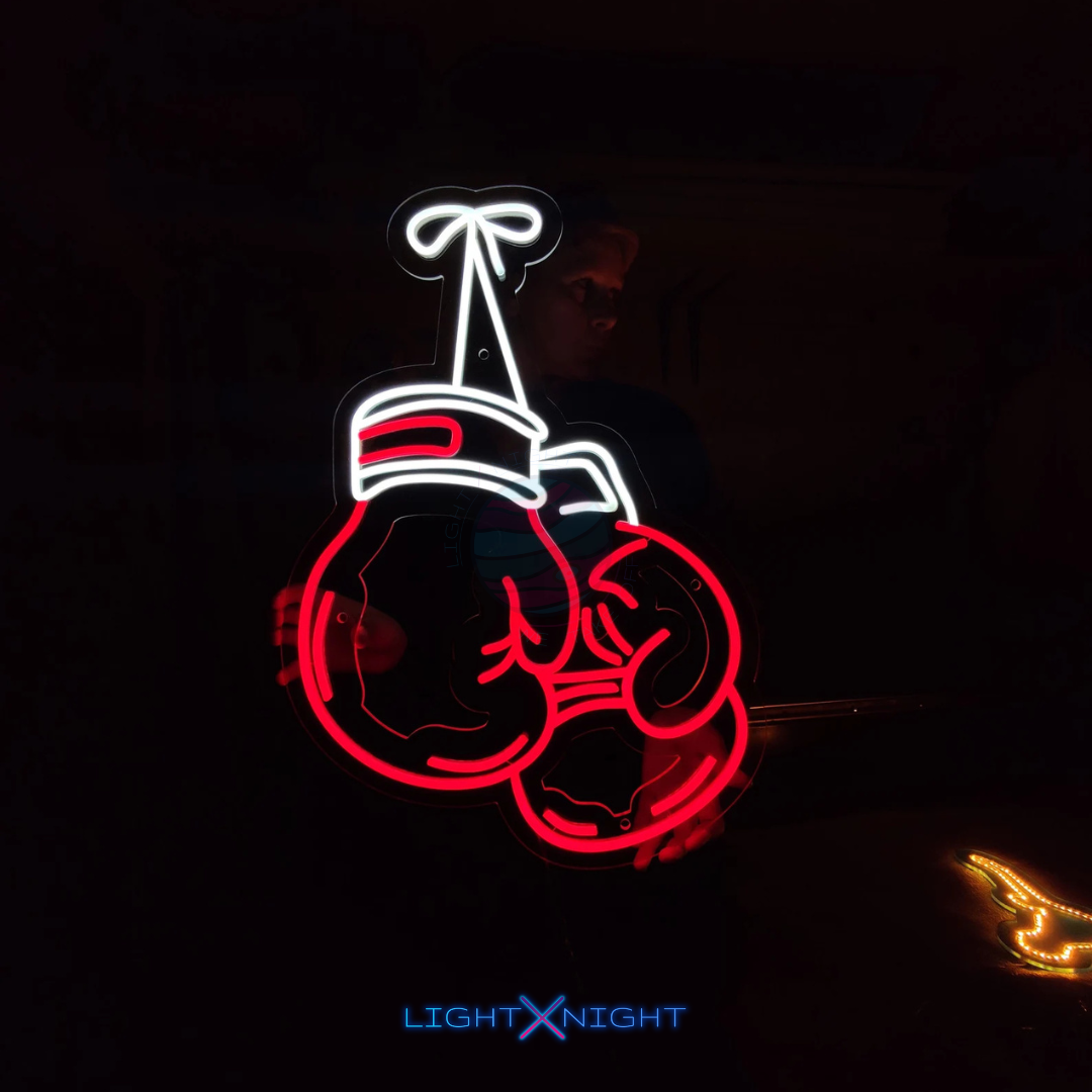 Boxing glove neon wall light for a home gym