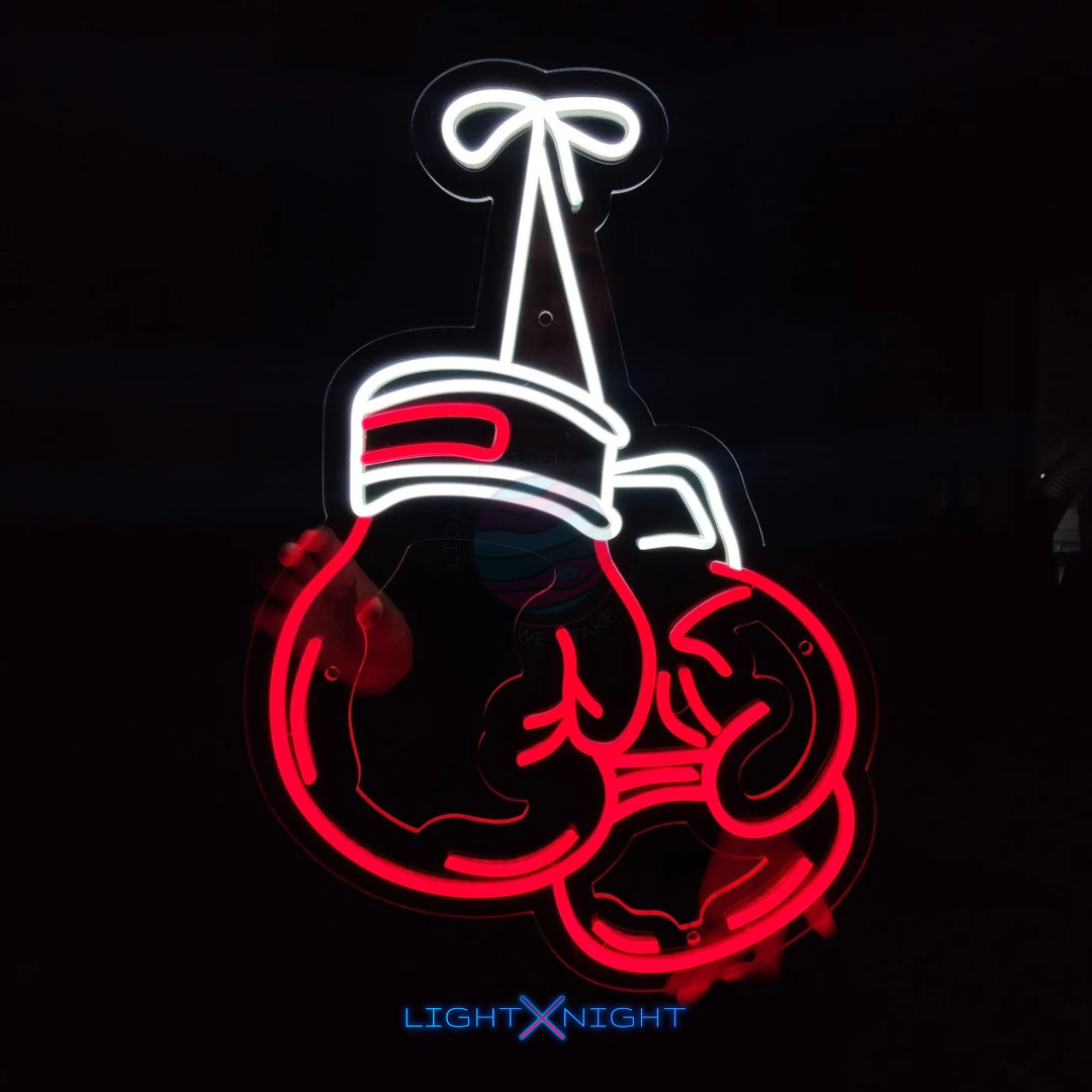 Boxing LED wall decor shown illuminated