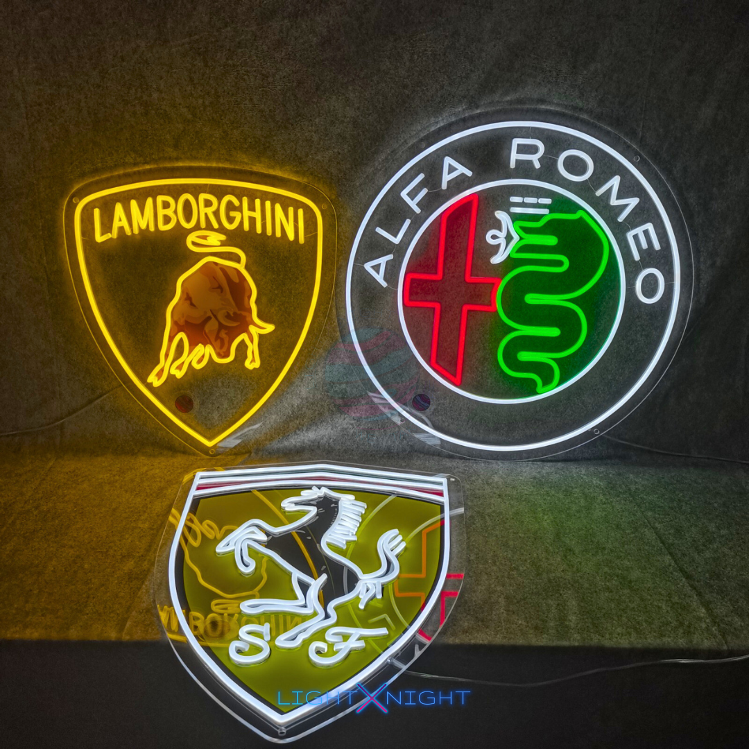 Alfa Romeo Neon Sign, Ferrari Neon Sign, Lamborghini Neon Sign