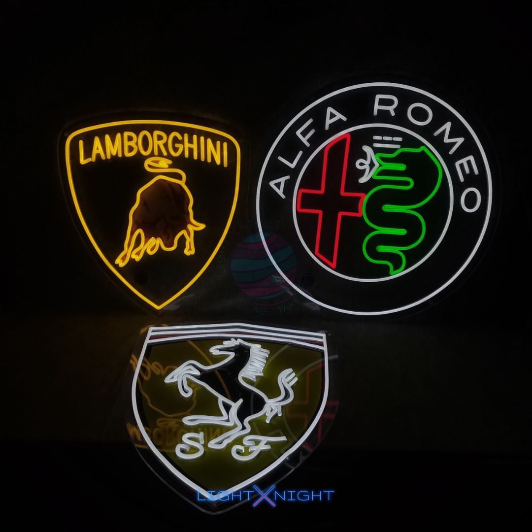 Alfa Romeo Neon Sign, Ferrari Neon Sign, Lamborghini Neon Sign
