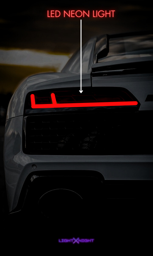 Audi R8 White Rear Neon Poster