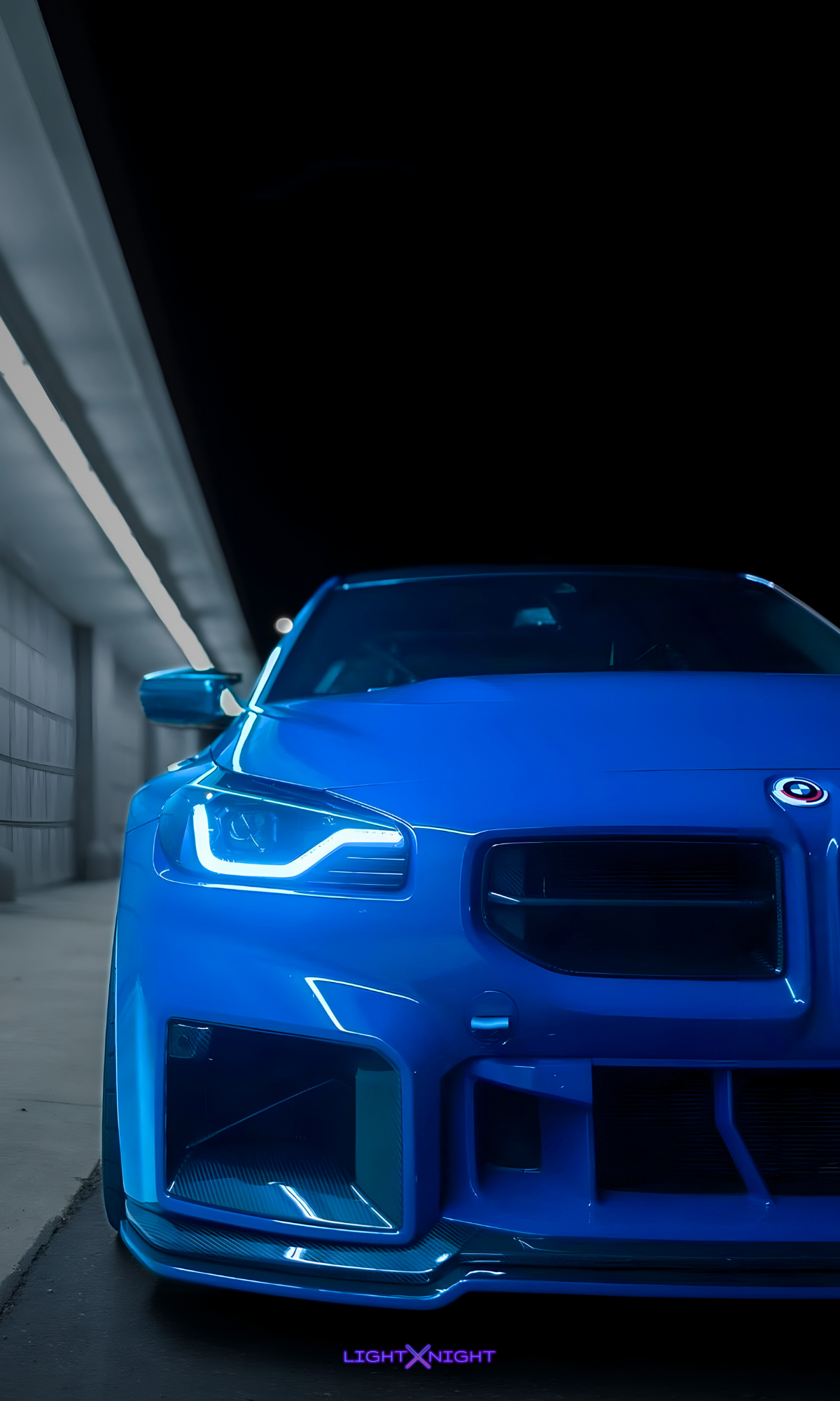 BMW M2 Blue Neon Poster