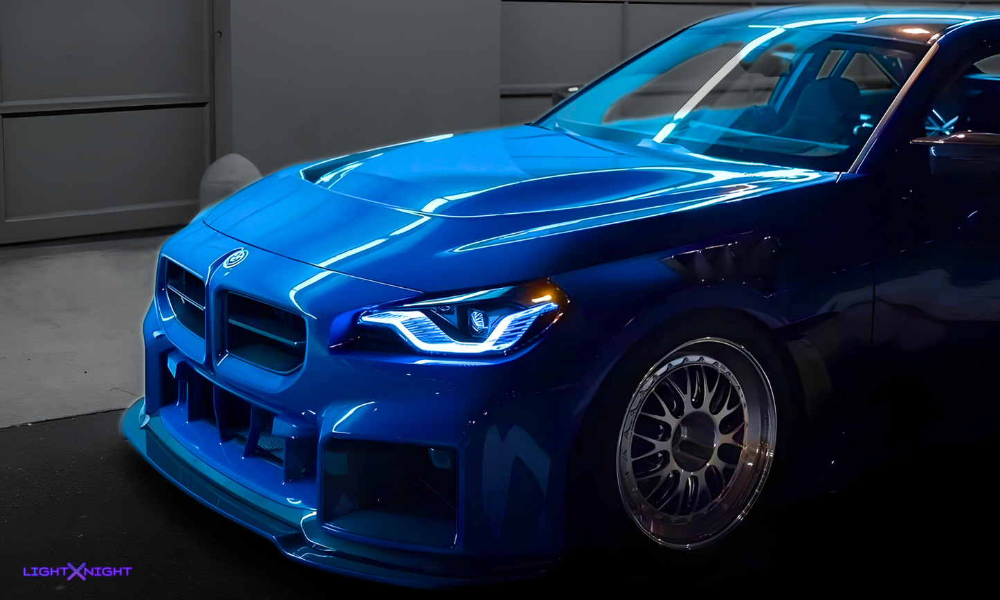 BMW M2 Blue Horizontal Neon Poster