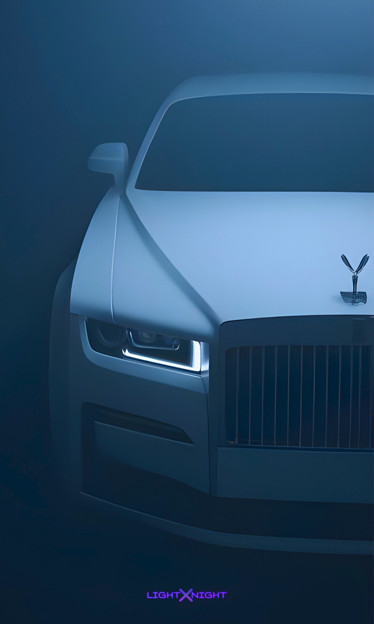 Rolls Royce Ghost White Neon Poster