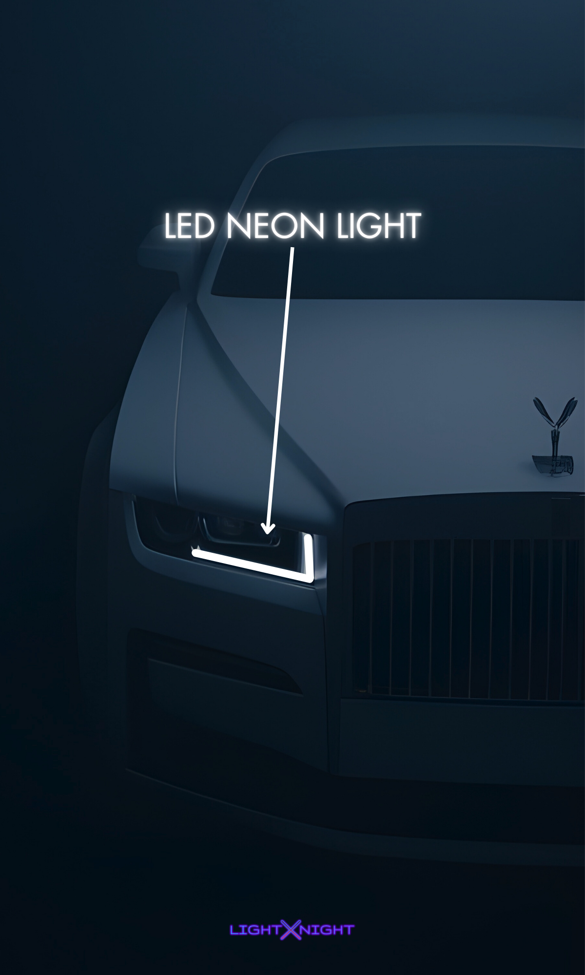 Rolls Royce Ghost White Neon Poster