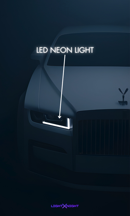 Rolls Royce Ghost White Neon Poster