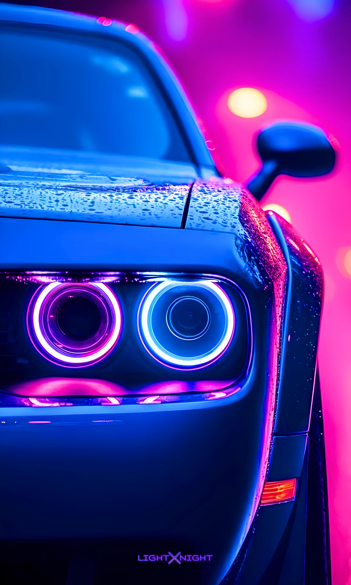 Dodge Hellcat Purple & Blue Neon Poster