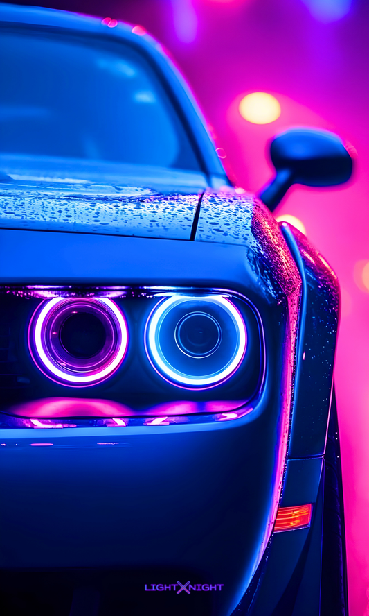 Dodge Hellcat Purple & Blue Neon Poster