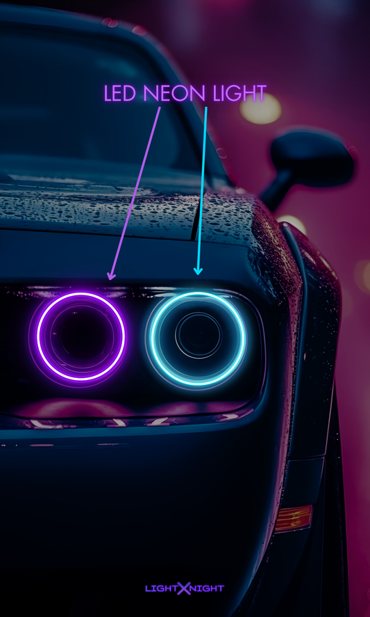Dodge Hellcat Purple & Blue Neon Poster