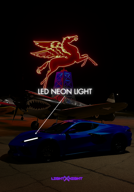 Blue Corvette Neon Poster