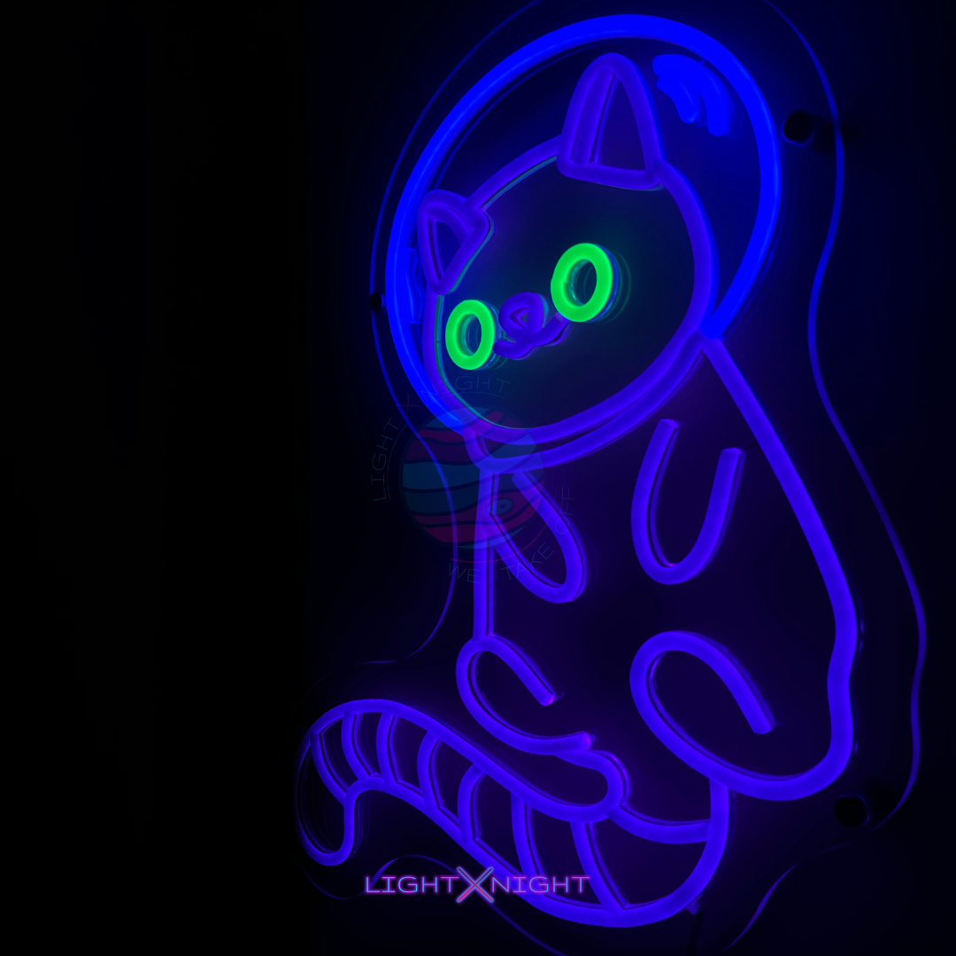 Space Cat Neon Sign, Space Neon Sign, Cat Neon Sign