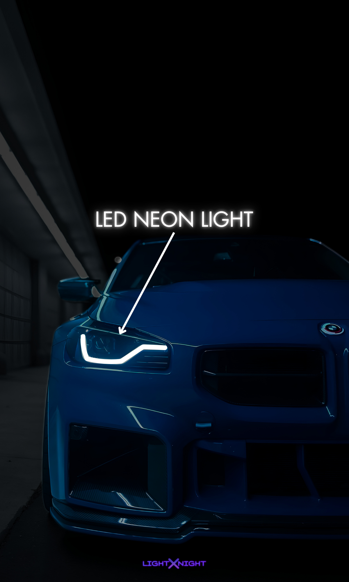 BMW M2 Blue Neon Poster