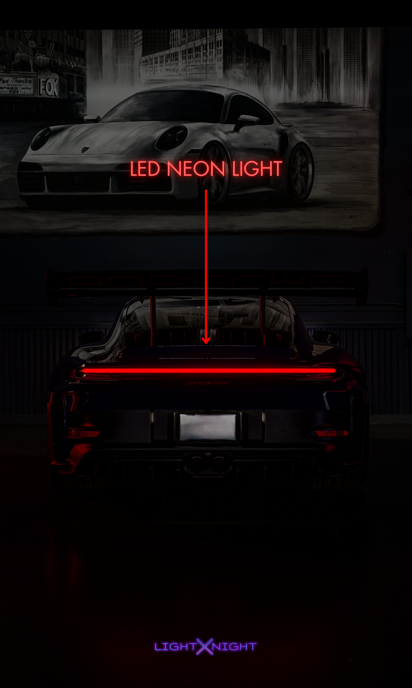 Porsche GT3 Rear Neon Poster