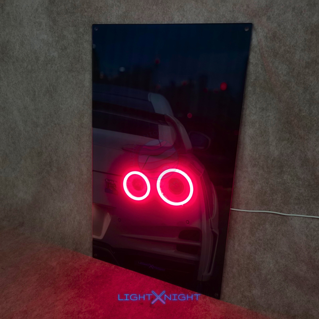 Nissan GTR R35 White Neon Poster
