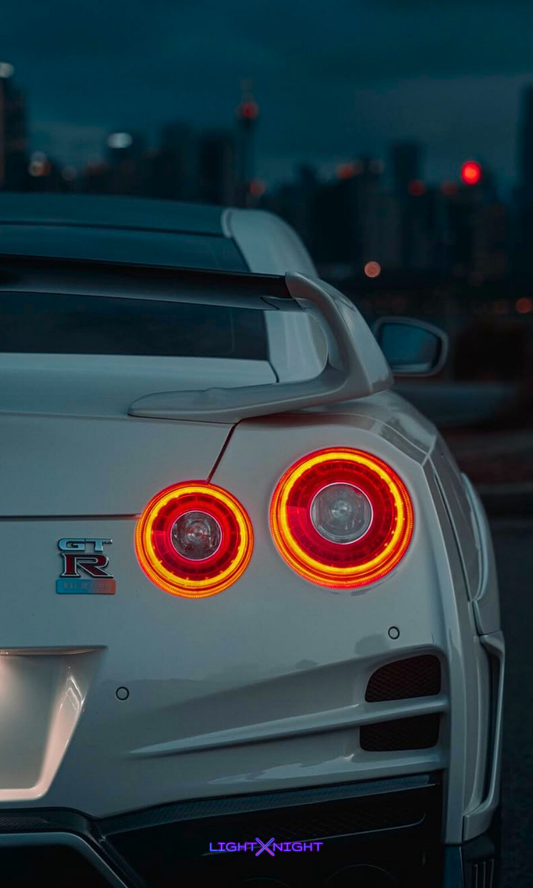 Nissan GTR R35 White Neon Poster