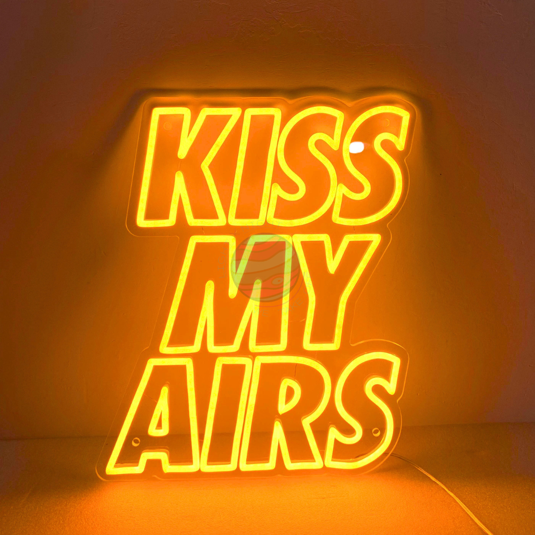 Kiss My Airs Led Neon Sign, Kiss My Airs Neon Lights, Light X Night Kiss My Airs Neon Sign