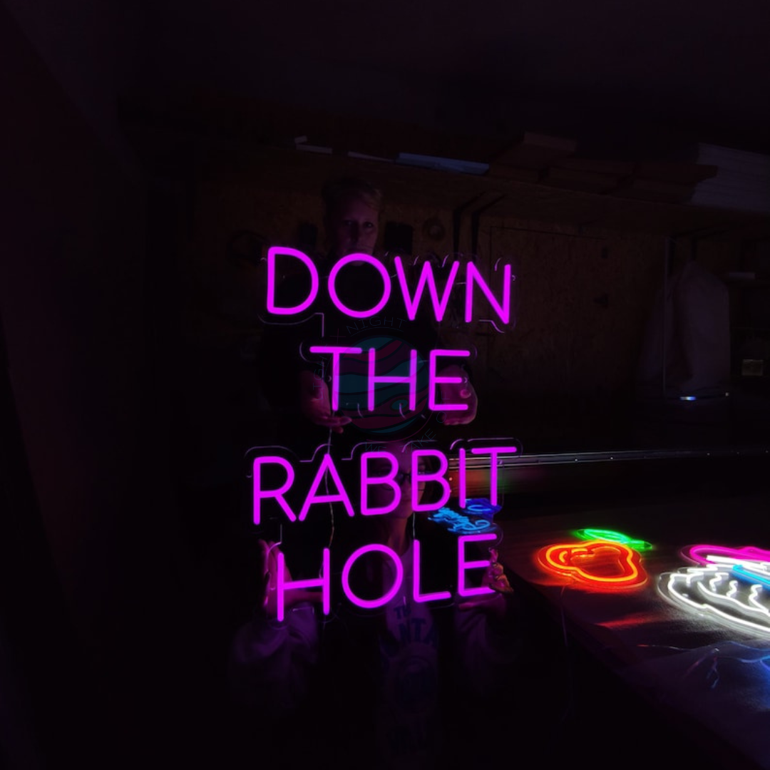 Down The Rabbit Hole Neon Sign, Alice In Wonderland Neon Sign
