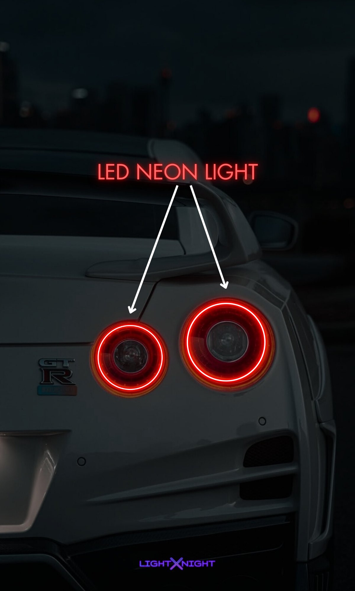 Nissan GTR R35 White Neon Poster
