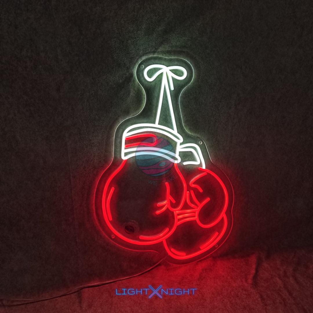 Boxing gloves neon sign for a training studio