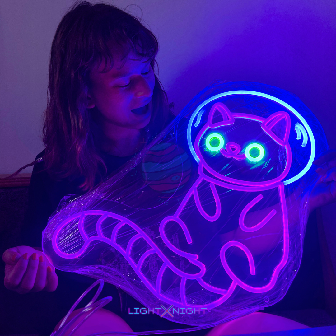 Space Cat Neon Sign, Space Neon Sign, Cat Neon Sign