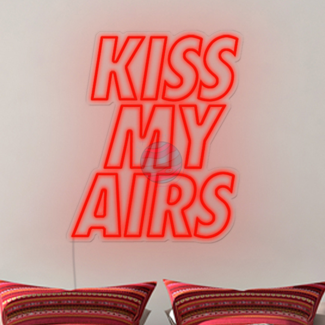 Kiss My Airs Led Neon Sign, Kiss My Airs Neon Lights, Light X Night Kiss My Airs Neon Sign