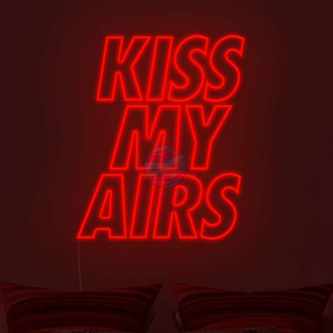 Kiss My Airs Led Neon Sign, Kiss My Airs Neon Lights, Light X Night Kiss My Airs Neon Sign