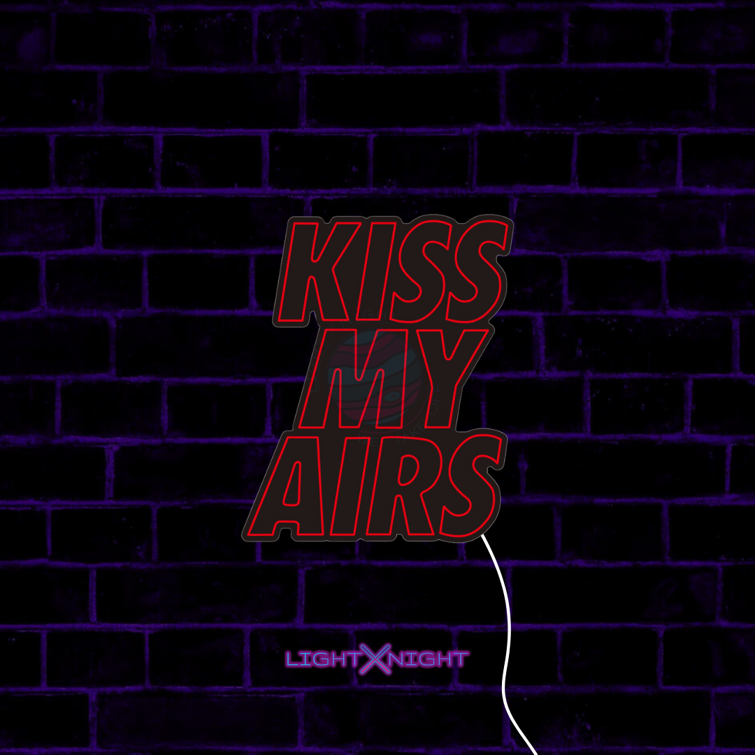 Kiss My Airs Led Neon Sign, Kiss My Airs Neon Lights, Light X Night Kiss My Airs Neon Sign