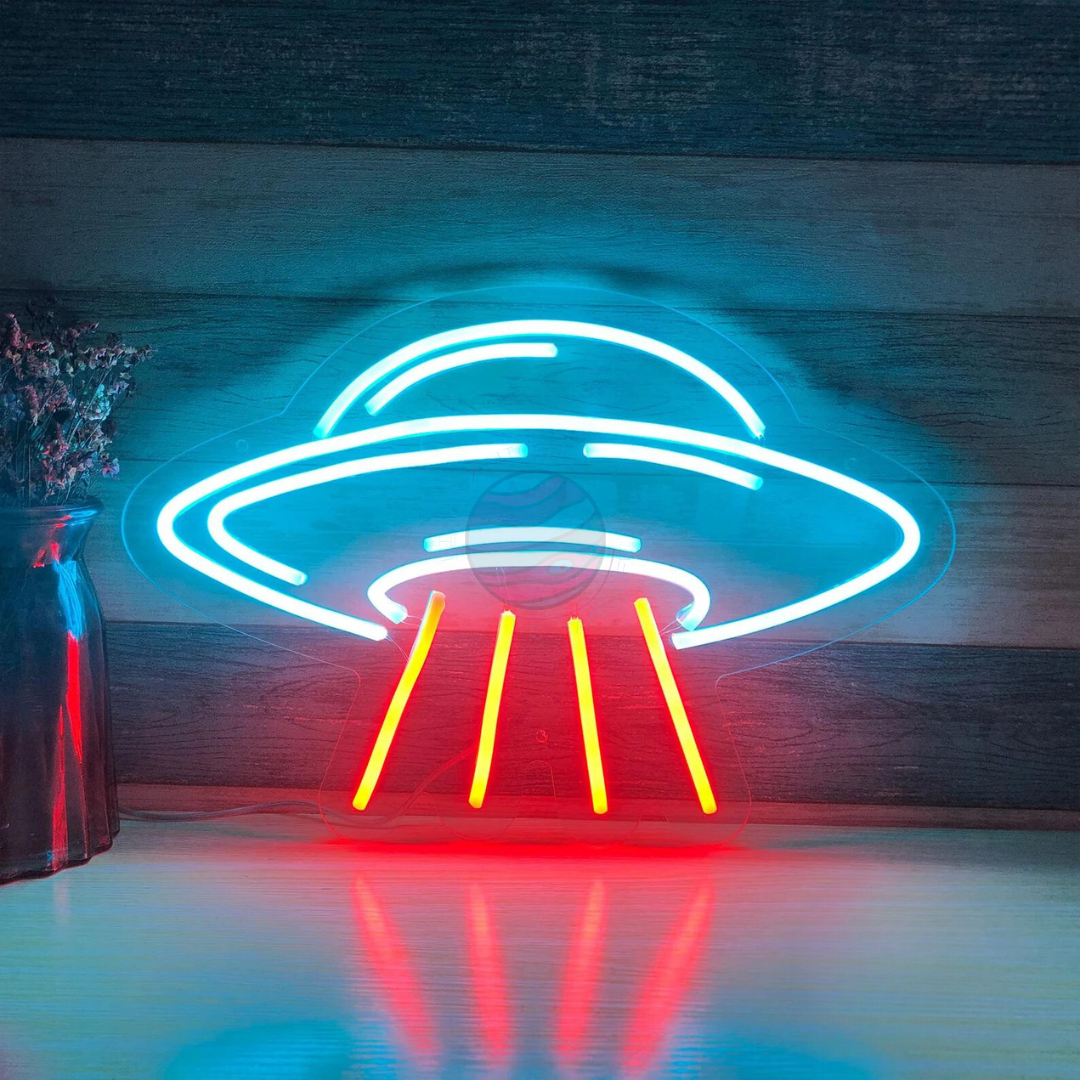 UFO Alien Spaceship LED Neon Light Signs outlets Blue Yellow Neon Lights for Bedroom