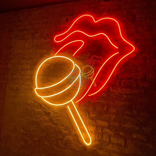 Lips Neon Sign, Lollipop Neon Sign