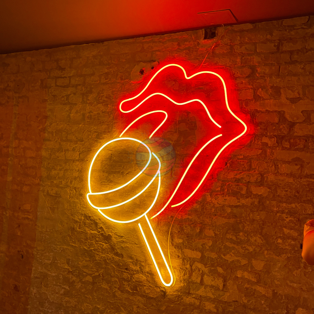 Lips Neon Sign, Lollipop Neon Sign