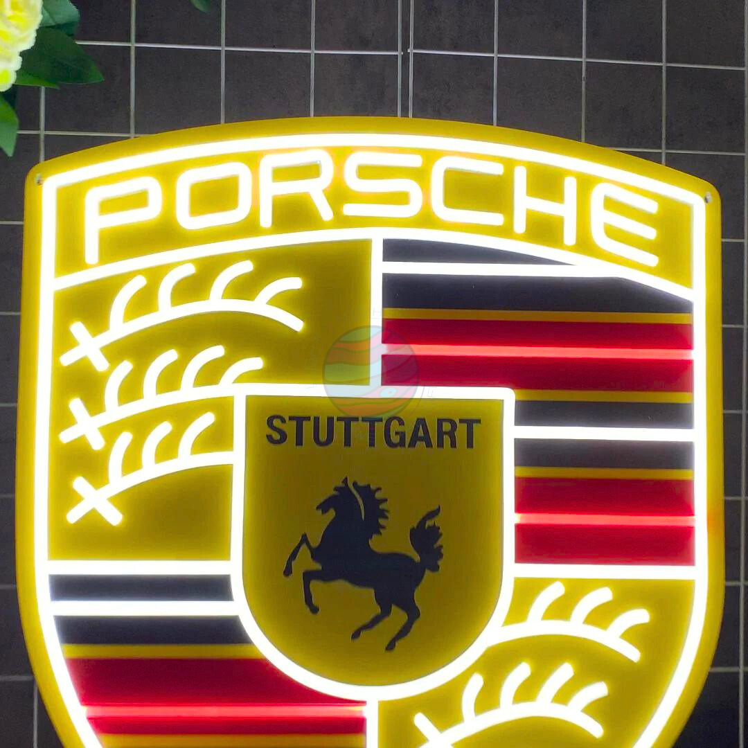 Porsche Classic LED neon sign for automotive wall decor
