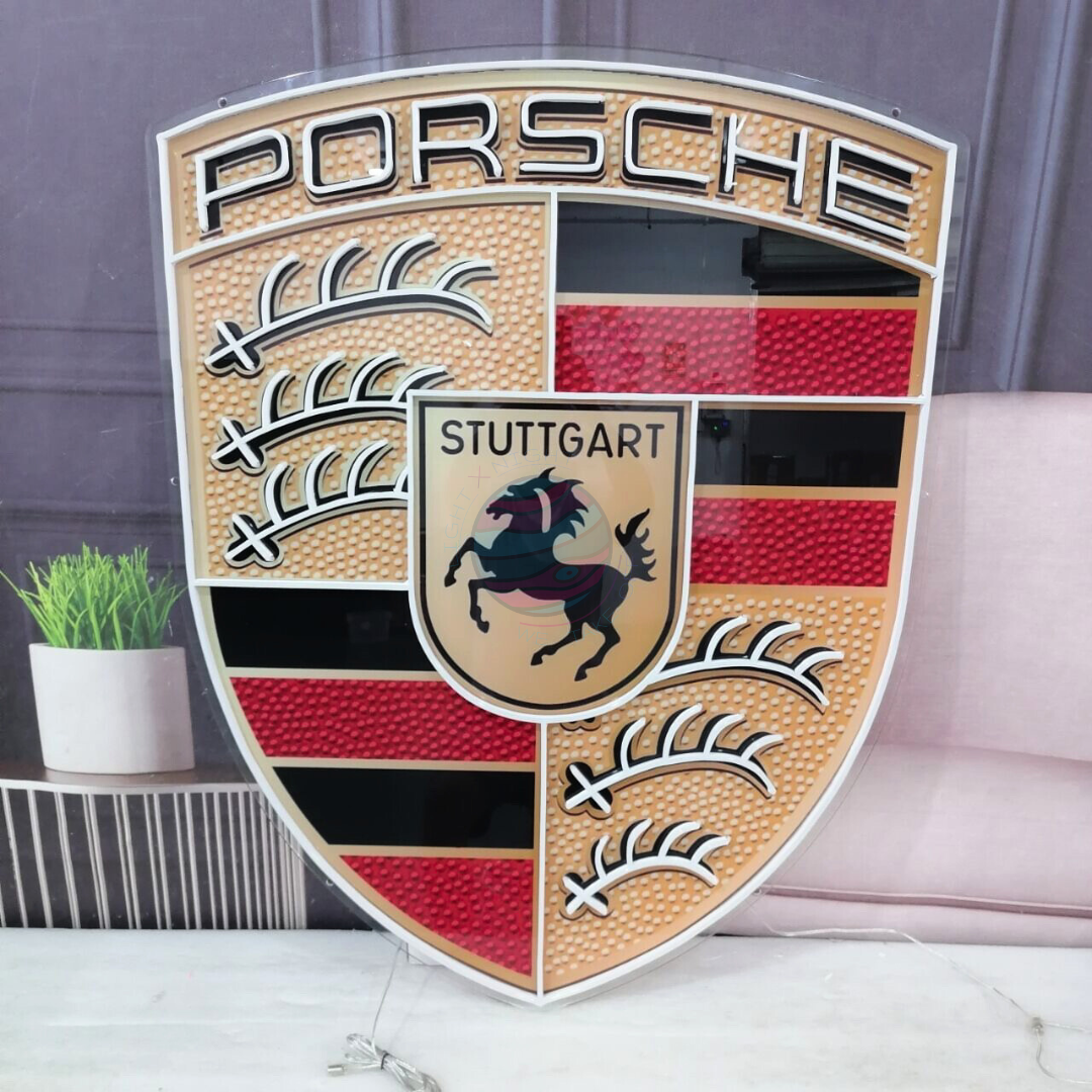 Porsche Luxury LED neon sign for garage wall decor