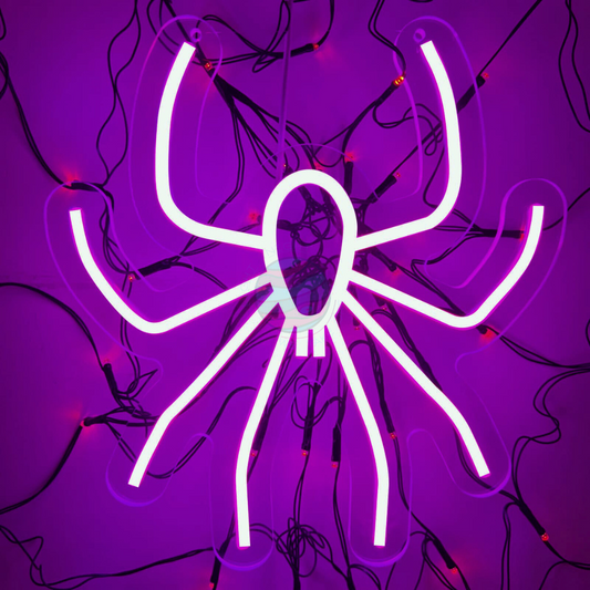 Spooky Spider Neon Sign, Halloween Decorations, Purple Spider Neon Sign for Halloween Decoration