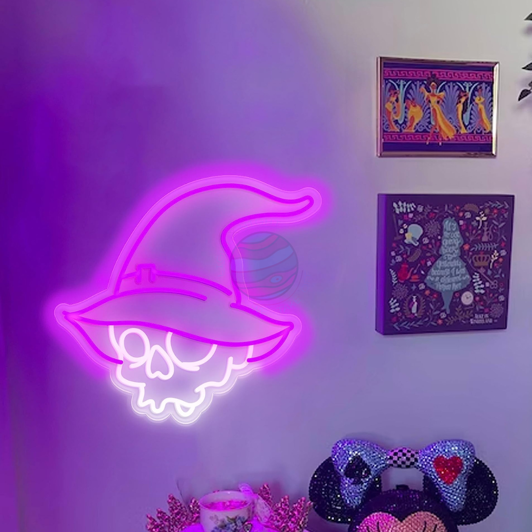 Witch Skull Neon Sign