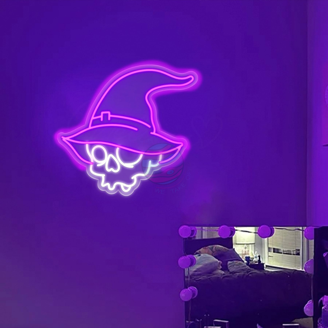 Witch Skull Neon Sign