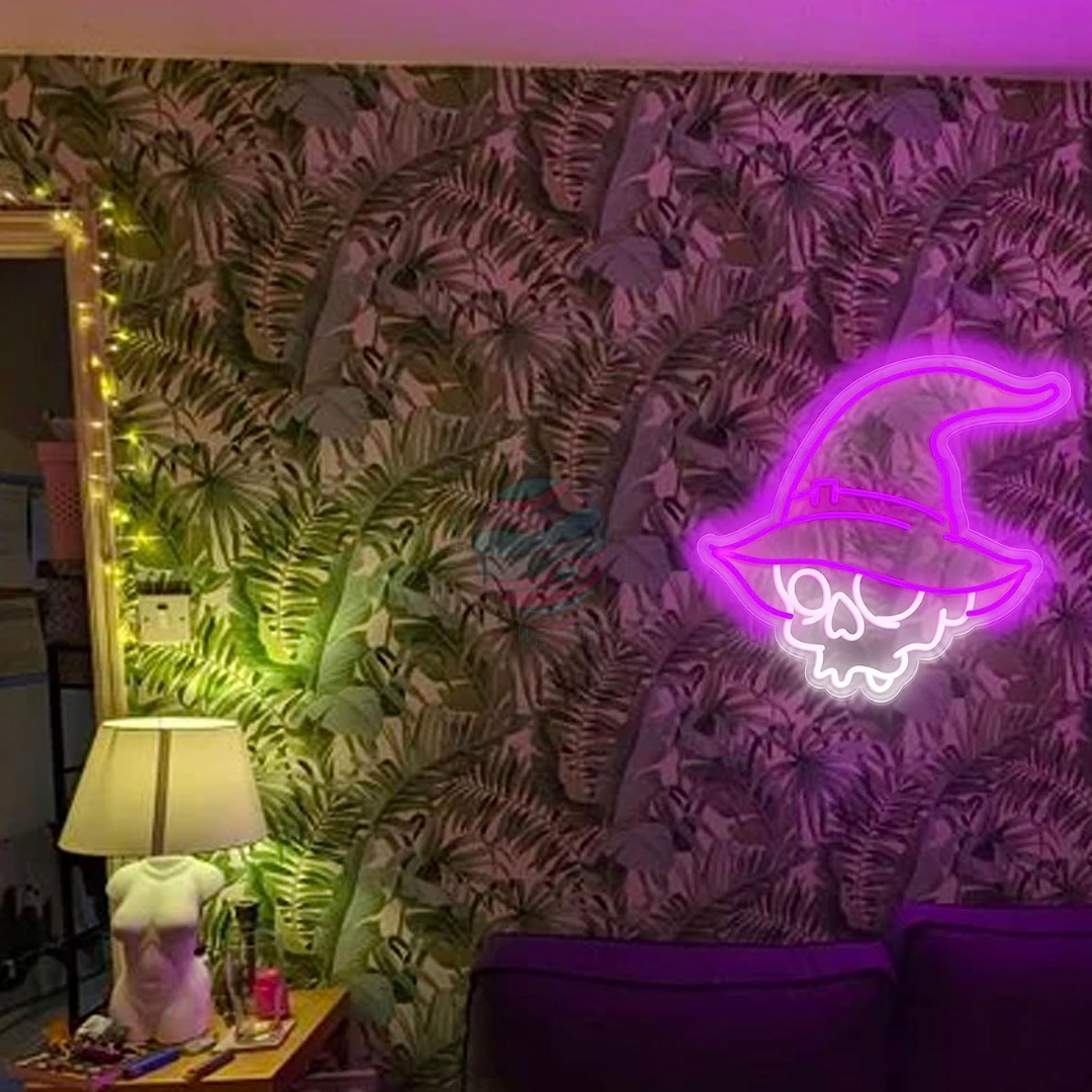 Witch Skull Neon Sign