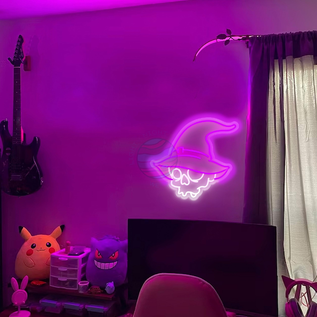 Witch Skull Neon Sign