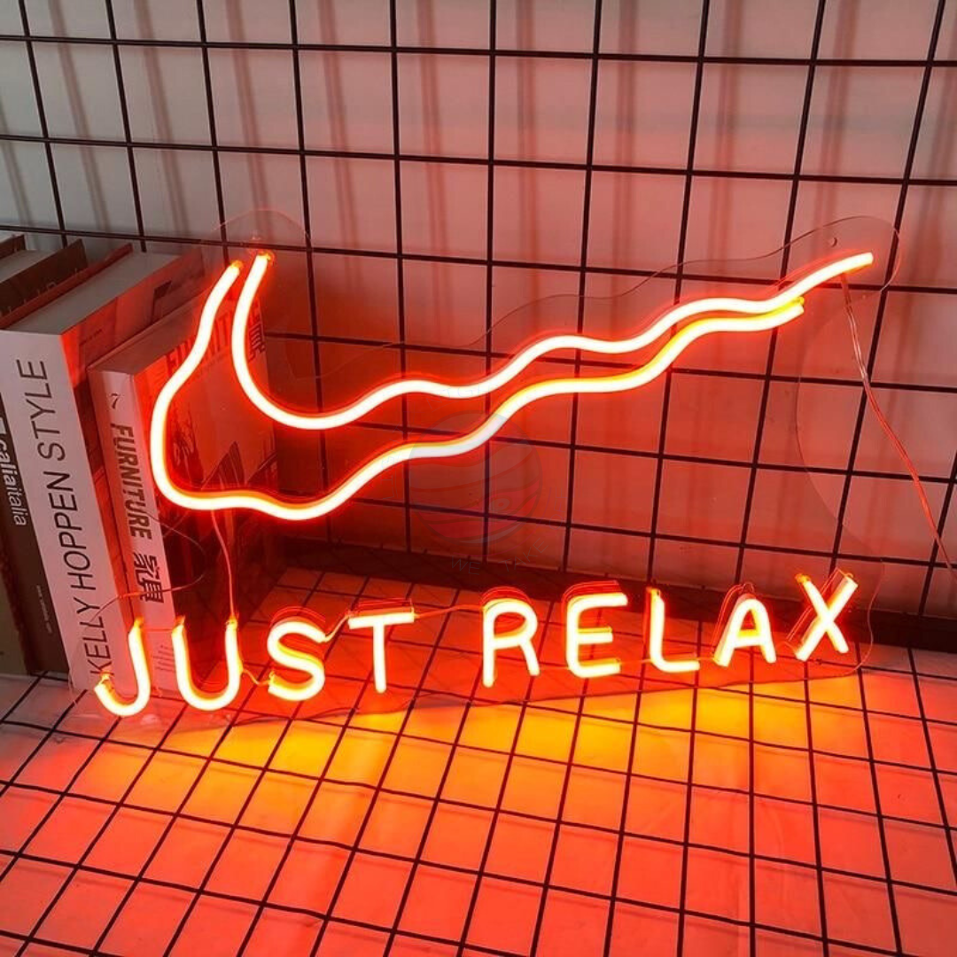 Nike Neon Sign, Swoosh Neon Sign, Just Relax Neon Sign