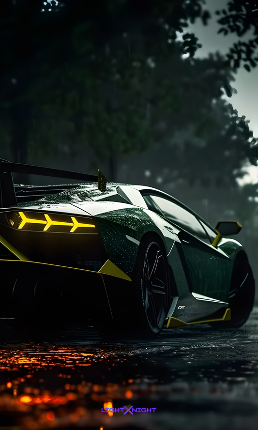 Lamborghini Aventador Rear Neon Poster