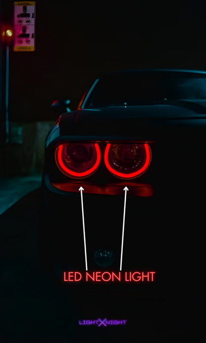 Dodge Challenger Red Neon Poster