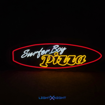 Surfer Boy Pizza Neon Sign