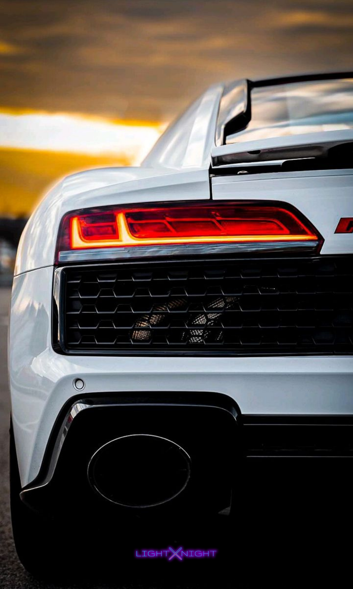 Audi R8 White Rear Neon Poster – Light X Night