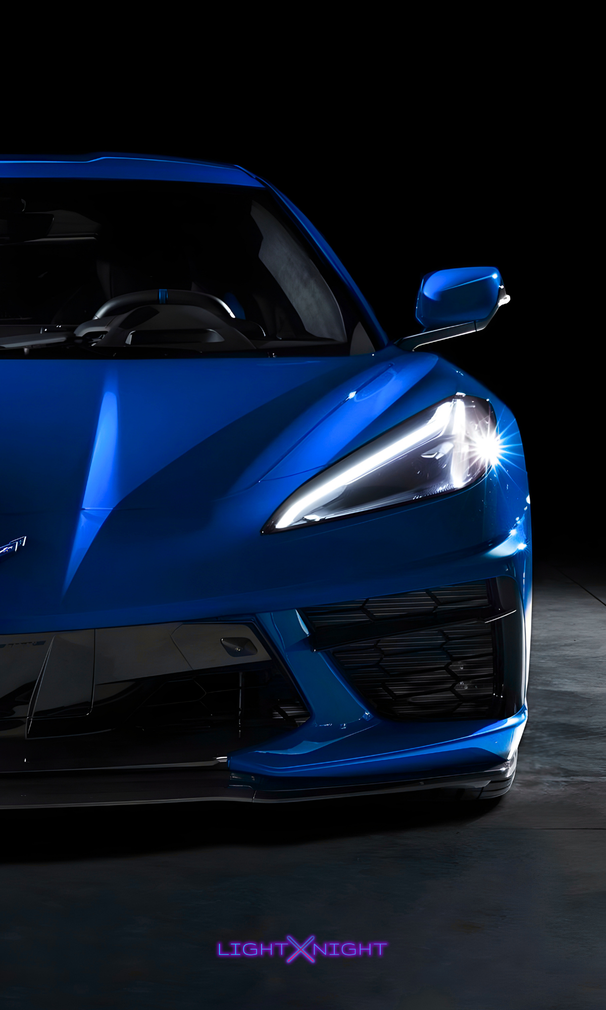 Corvette C8 Blue Neon Poster