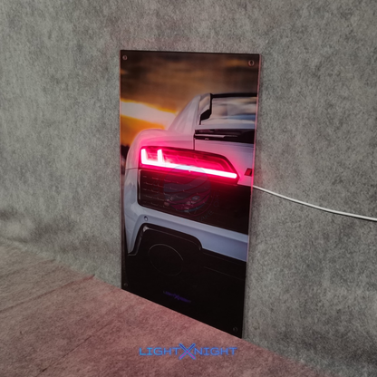 Audi R8 White Rear Neon Poster