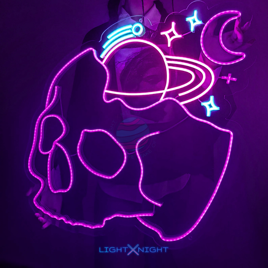 Galaxy Skull Neon Sign