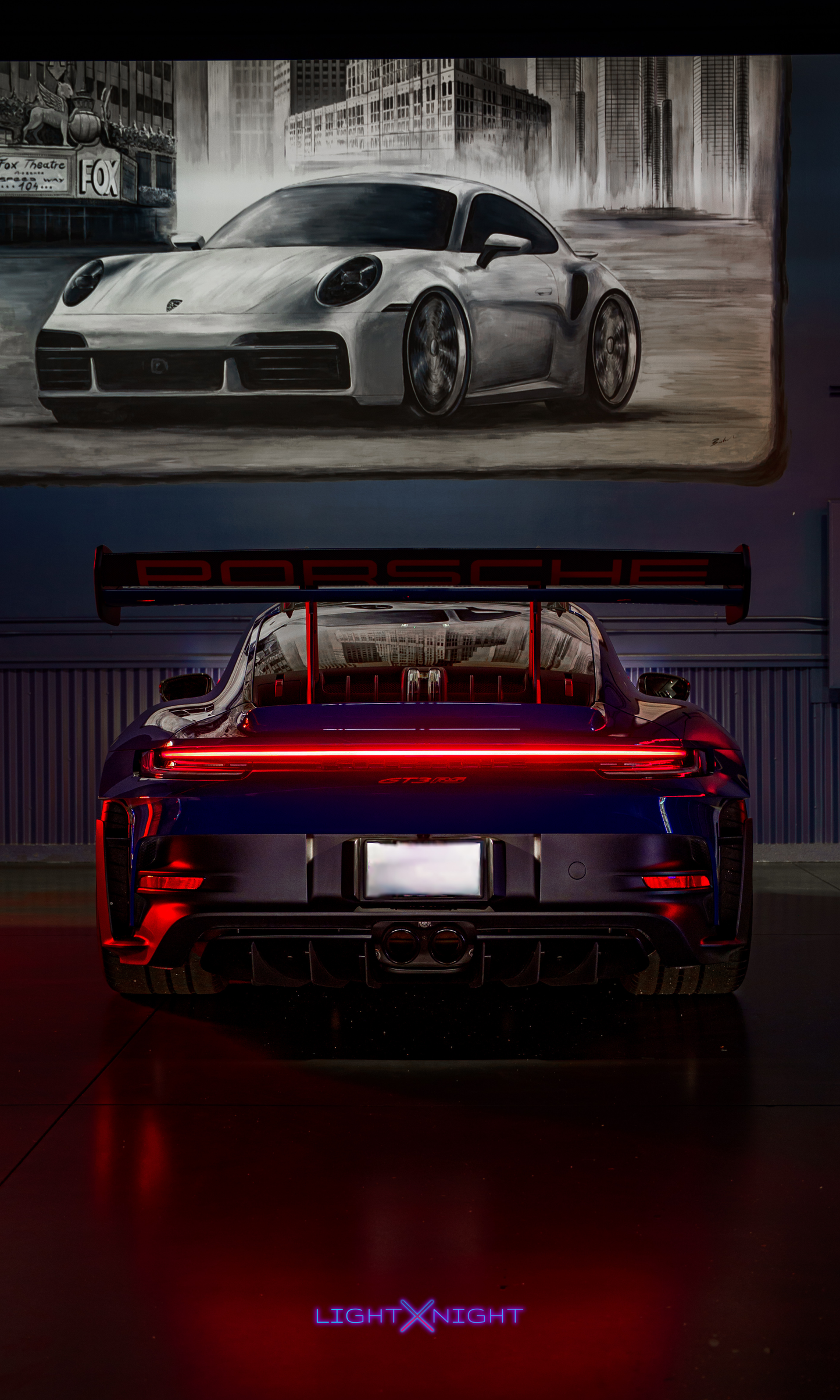 Porsche GT3 Rear Neon Poster