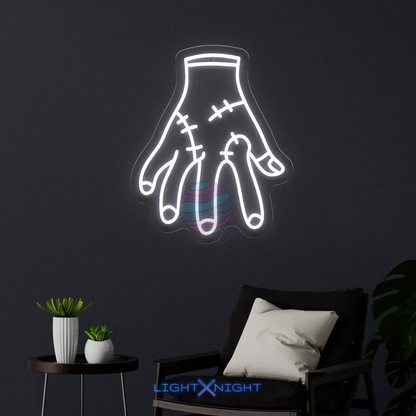 Hand With Stitches Neon Sign