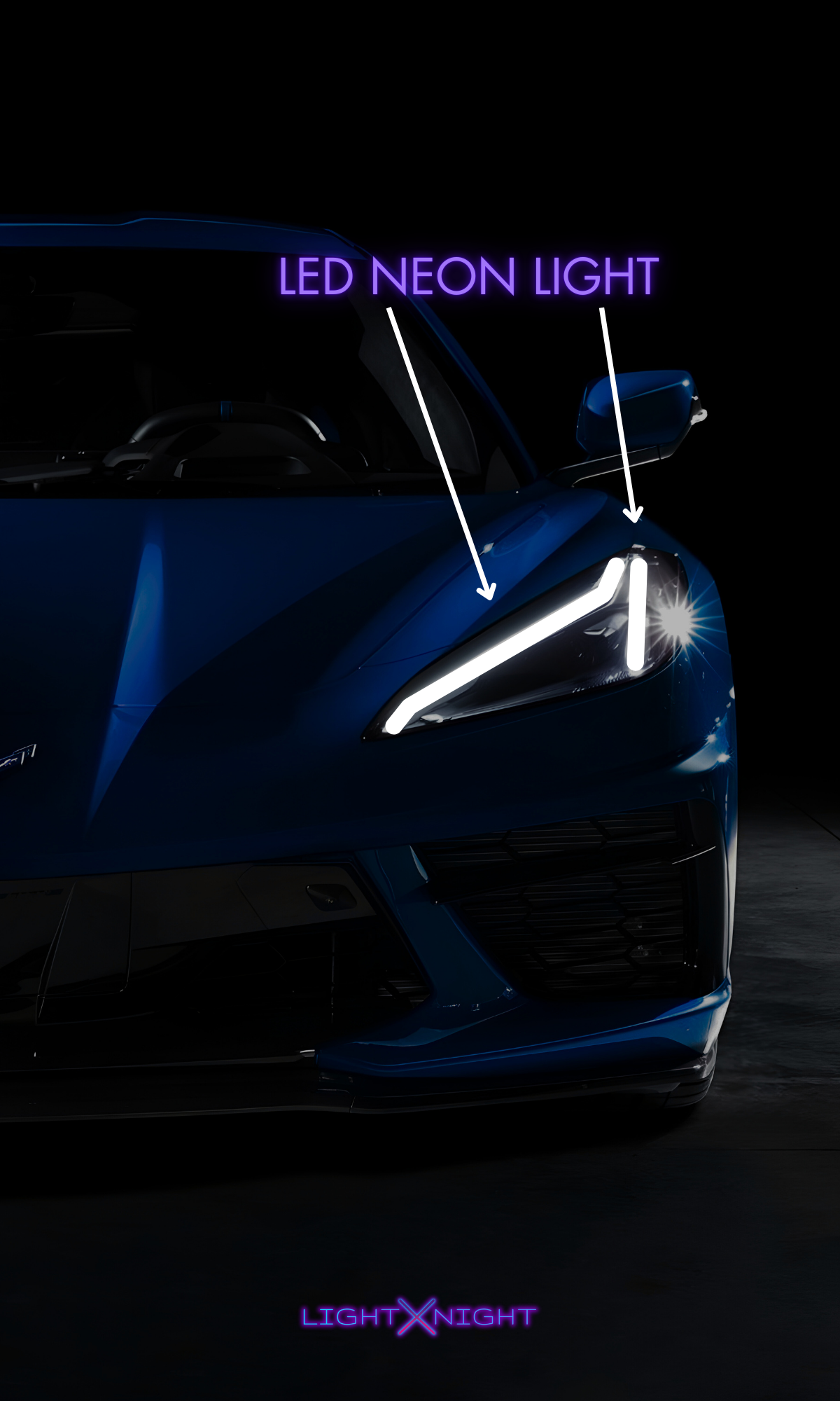 Corvette C8 Blue Neon Poster