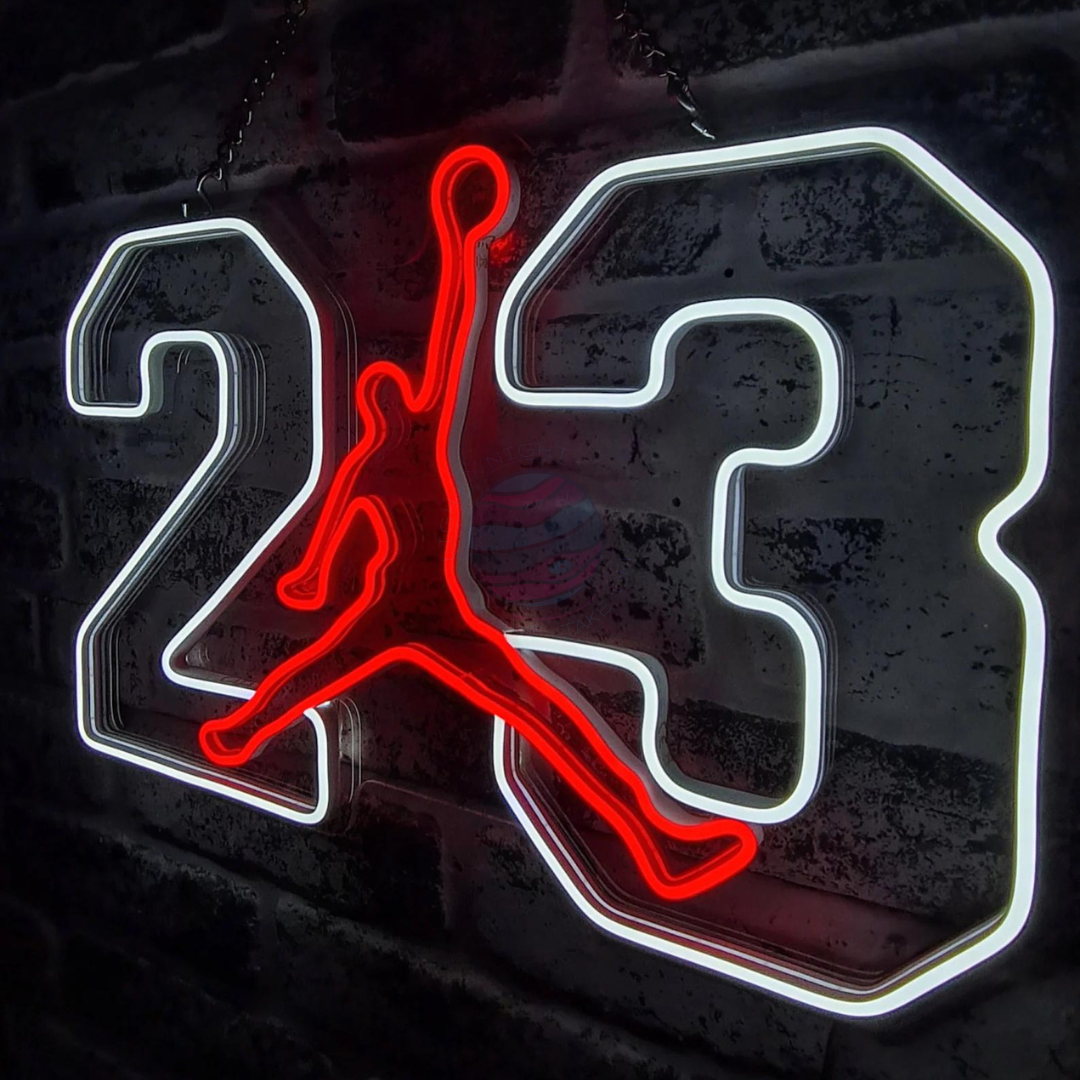 23 Air Jordan Led Neon Sign, 23 Air Jordan Neon Light, Light X Night 23 Air Jordan Neon Sign