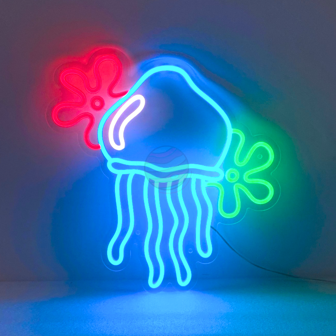 Jellyfish With Flowers Neon Sign